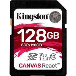 Kingston Canvas React 4K 128GB 100mb/sec SDXC