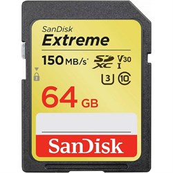 SanDisk Extreme 64GB 150MB/s SDXC V30 U3 C10 UHS-I SD Card