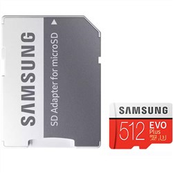 Samsung 512GB MicroSDHC EVO+ 4K 100MB-s w-adaptor