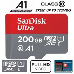 Sandisk 200GB A1 Ultra 120MBs Micro SDHC(Class 10)