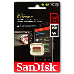 SanDisk Extreme A2 128GB microSDXC 190mb/sec UHS-I Memory Card C10 U3 V30 4K 5K MicroSD