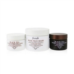 Fresh Face Mask Set: 1x Rose Face Mask - 100ml-3.3oz + 1x Black Tea Firming Overnight Mask - 30ml-1o