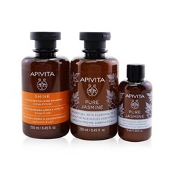 Apivita Holly Jolly Treats Set: Shine & Revitalizing Shampoo 250ml+ Pure Jasmine Shower Gel 250ml+ P