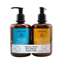 Apivita Gentle Hands Cleansing & Hydrating Set: Mild Hand Wash 300ml+ Moisturizing Hand & Body Lotio