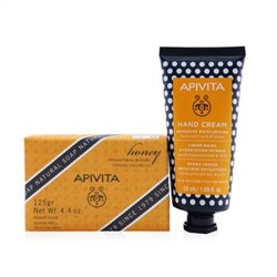 Apivita Bee Protective Honey Set: Hand Cream Hyaluronic Acid & Honey 50ml+ Natural Soap Honey 125g 2