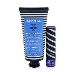 Apivita Bee Protective Hypericum Set: Hand Cream Hypericum & Beeswax 50ml+ Lip Care Cocoa Butter SPF