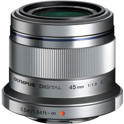 Olympus 45mm f/1.8 Lens Silver M. Zuiko Digital ED