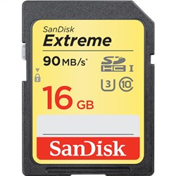 SanDisk Extreme 16GB 90MB/s SDHC UHS-I U3 4K Ultra HD SD Card