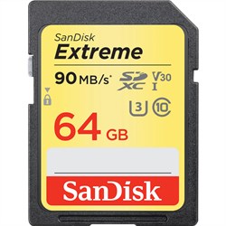 SanDisk Extreme 64GB 90MB/s SDXC UHS-I U3 4K Ultra HD SD Card