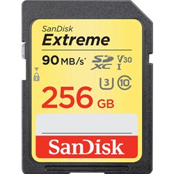 SanDisk Extreme 256GB 90MB/s SDXC UHS-I U3 4K Ultra HD SD Card