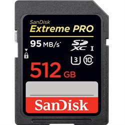 Sandisk Extreme Pro 512GB 95MB/s SDXC UHS-I Class 10 V30 4K UHD