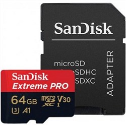 SanDisk Extreme Pro 64GB micro SD 100MB/s 4K Ultra HD U3 A1 Class 10 V30 with full SD Adapter SDXC Memory Card
