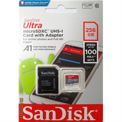 Sandisk 256GB A1 Ultra 100MB-s MicroSDXC w-adapter